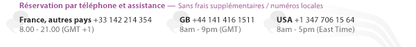 Aide à la réservation : +33 142 21 43 54
