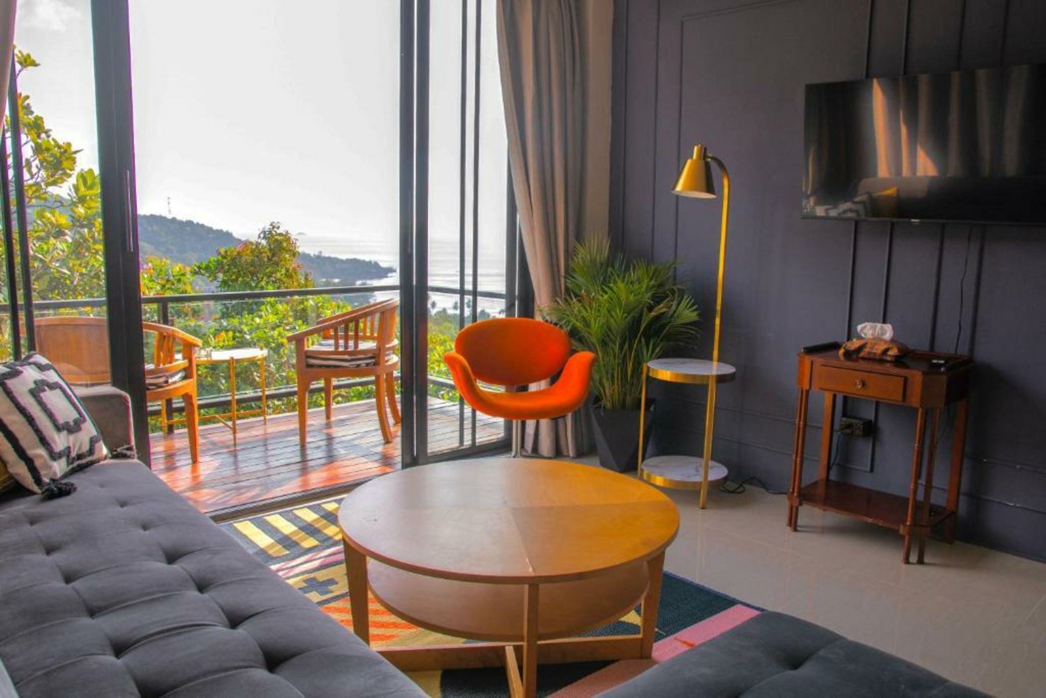 Sunset ocean view hilltop house